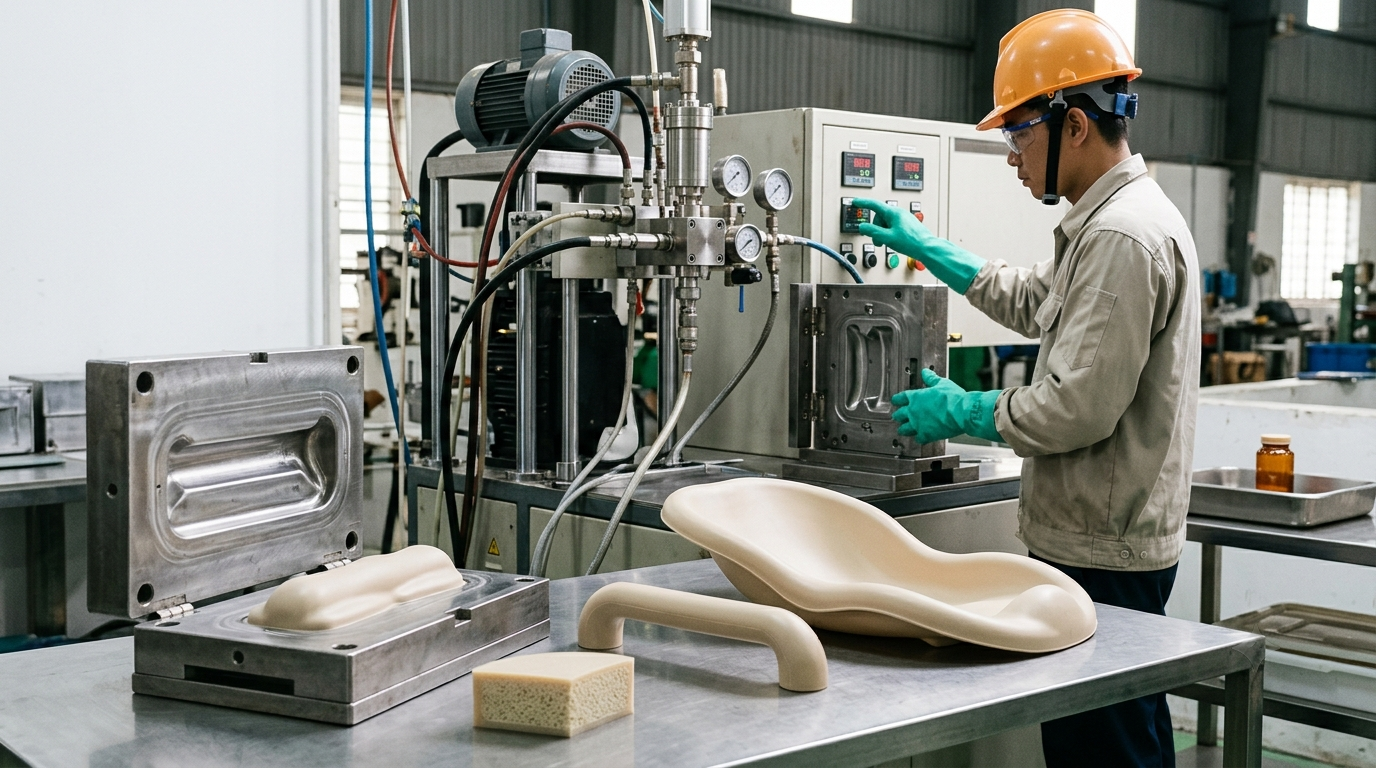 Quy Trình Đúc PU Skin Da Liền Và Cấu Hình Máy Phun Trộn Polyurethane Cho Xưởng Sản Xuất - Vinosaur Polyurethane